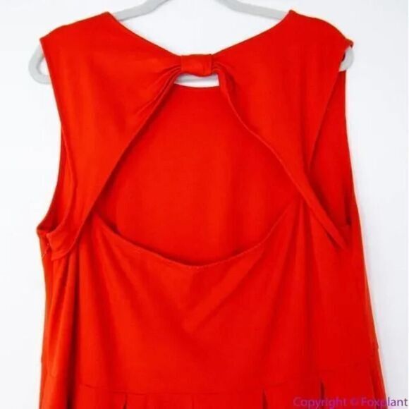 Hutch Anthropologie Bow Back Tomato Red Dress, 1X - Picture 6 of 14